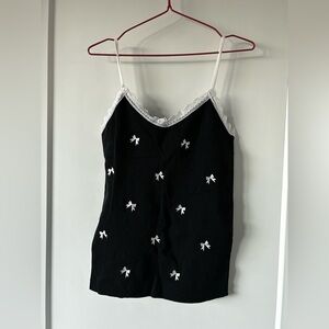 Pink Dot Embroidered Bow Camisole NWOT